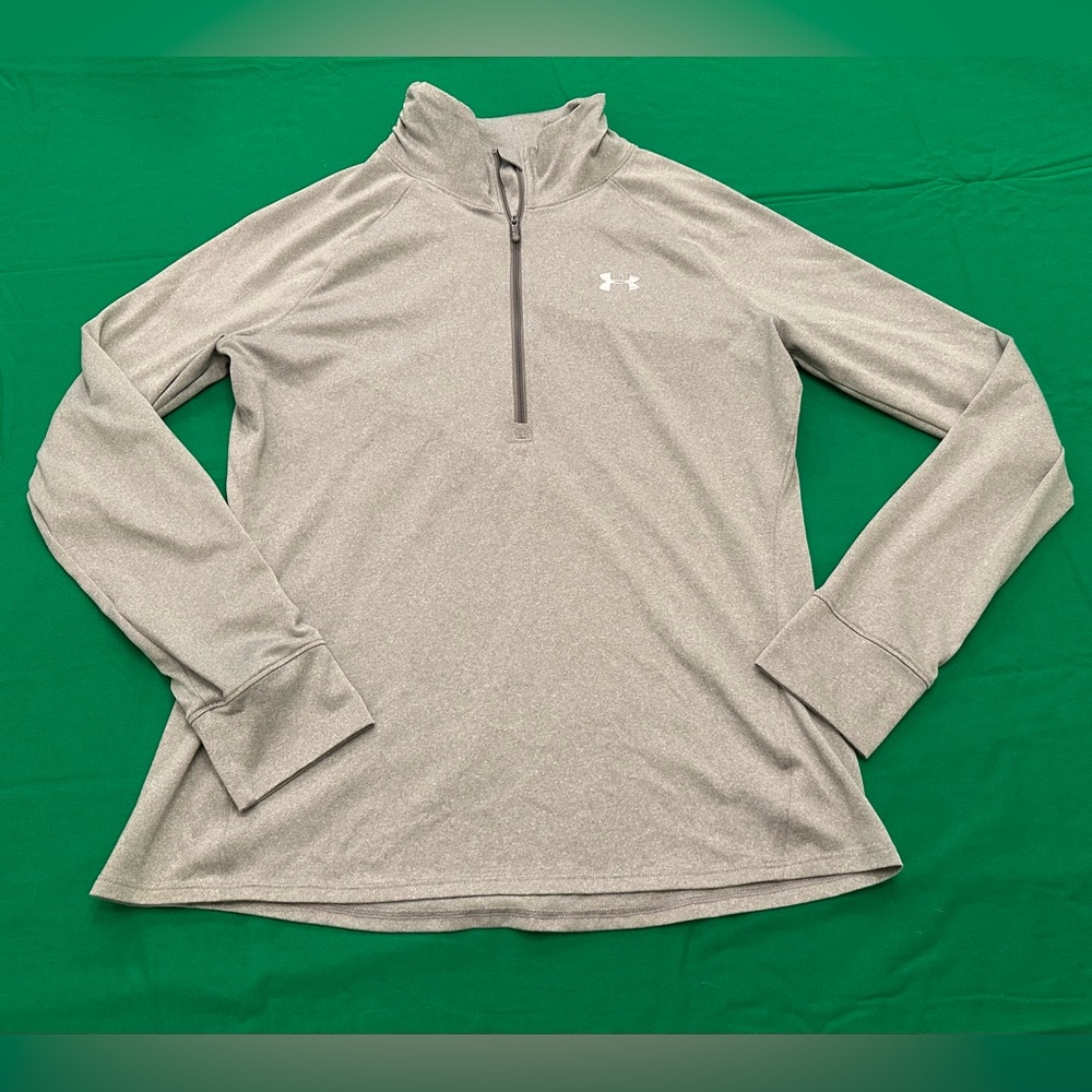 Under Armour Women’s Light Gray 1/4 Zip Pullover. Size Large